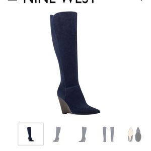 Brand NEW Navy Blue Suede Wedge Boot